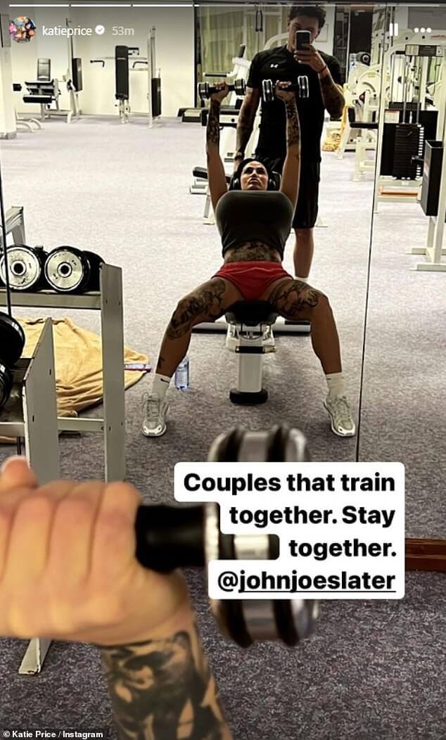 Кэти Прайс пошла в спортзал с бойфрендом Джей Джей Слейтером во время отпуска в воскресенье после того, как не явилась на слушание по делу о банкротстве.