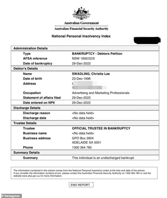 Документы, просочившиеся в сеть в феврале, показали, что у TikToker были финансовые проблемы, хотя она ведет роскошный образ жизни в социальных сетях.