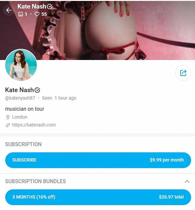 Кейт рассказала, что создала учетную запись OnlyFans после того, как прогулялась по гримерке своего тура в колготках в сетку и поняла, что может зарабатывать на этом деньги.